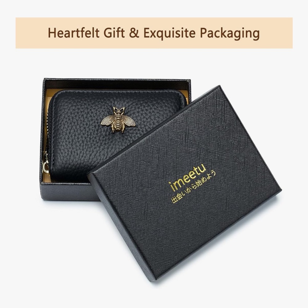 🆕 RFID Credit Card Holder, Small Leather Zipper Card Case Wallet for Women - Picture 7 of 7